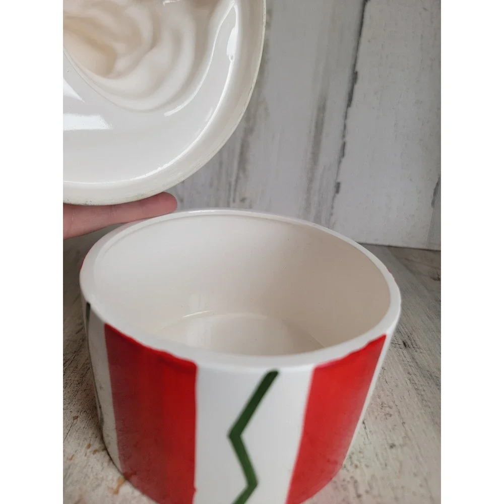 Lefton sleeping Mrs Mr Santa Claus vintage lidded container Xmas home‎